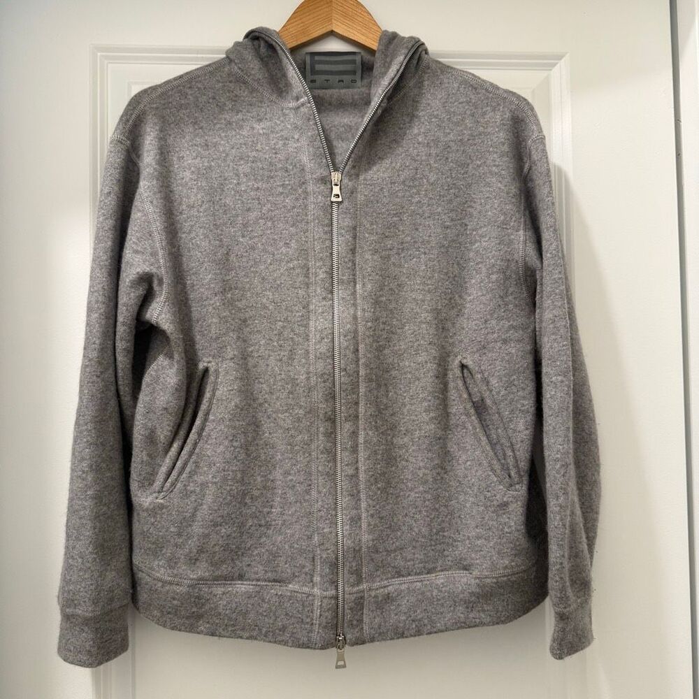 Etro gray cashmere full-zip hooded cardigan Size XS